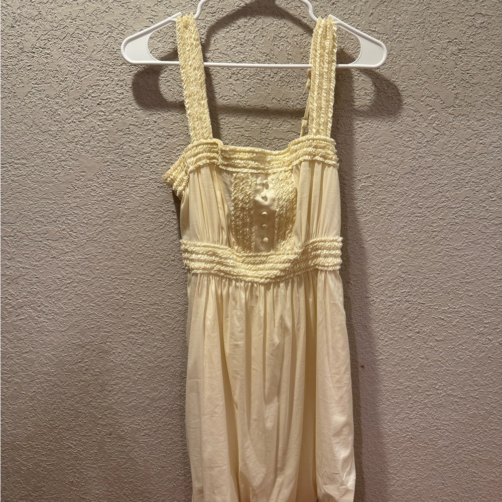 BCBGMaxAzria Cream Textured Strap Dress